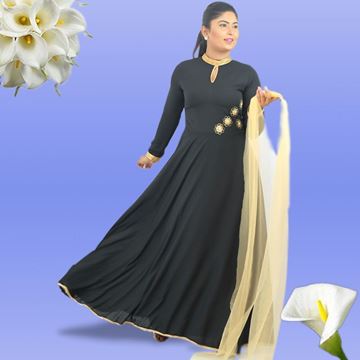 Picture of Georgette Maxi dress Worked with gold