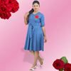 Picture of Cute short denim frock with emboss rose