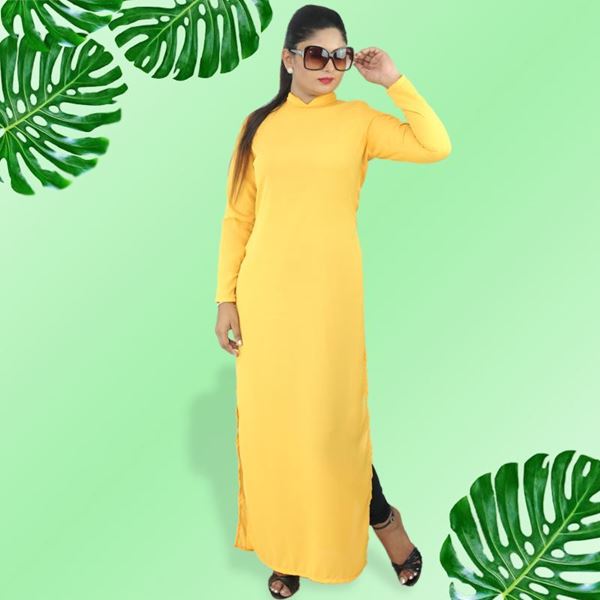 Picture of Curved high necked long kurtha top