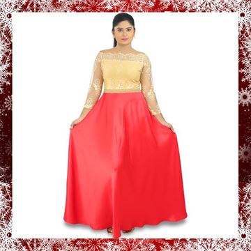 Picture of Gold lace off shoulder maxi dress