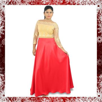 Picture of Gold lace off shoulder maxi dress