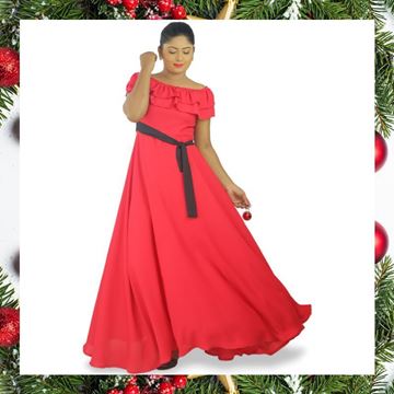 Double frilled Georgette maxi dress