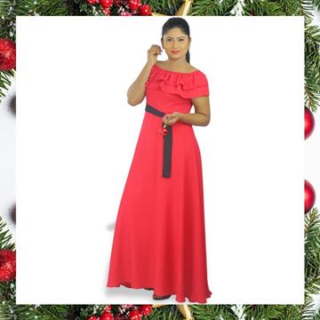 Double frilled Georgette maxi dress