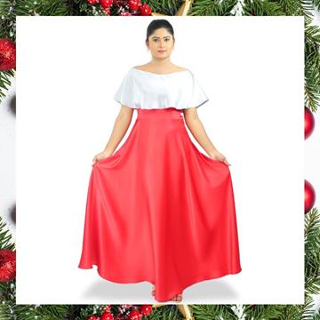 Picture of Silver frilled off shoulder dress