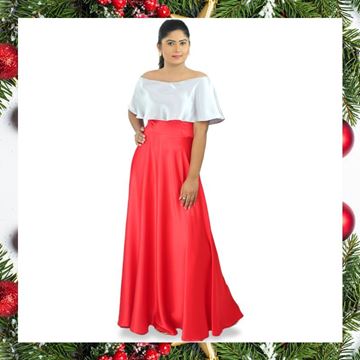 Picture of Silver frilled off shoulder dress