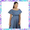 Picture of Chambray frilled off-shoulder dress