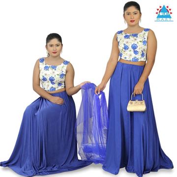 Picture of Sleeveless Blue Rose Crop Top