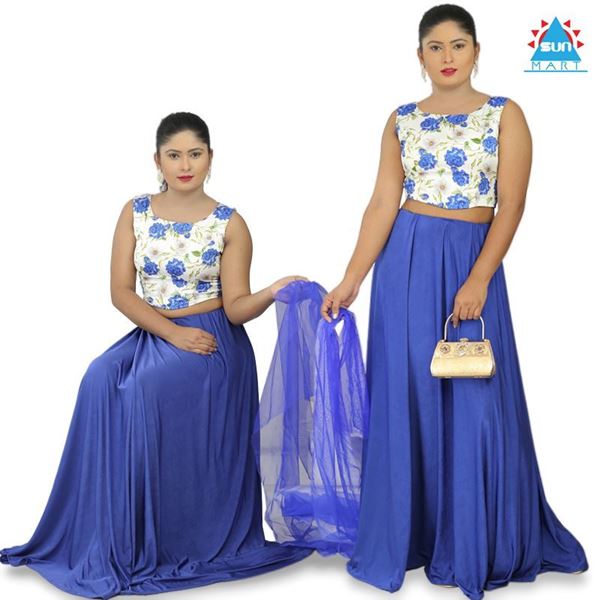 Picture of Sleeveless Blue Rose Crop Top