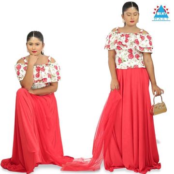 Red Rose Double Frilled Lehenga