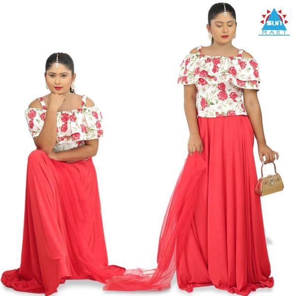 Red Rose Double Frilled Lehenga