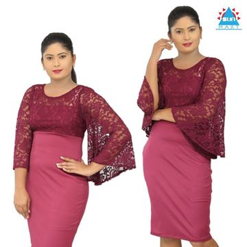 Picture of Bell Sleeve Lace Mixed Tight Dress