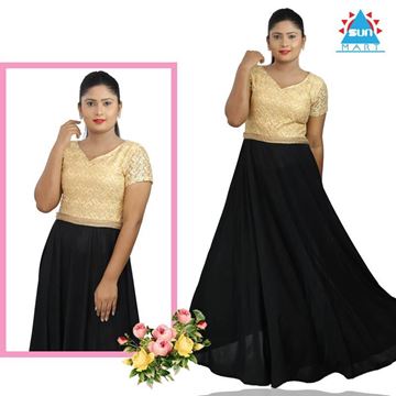 Picture of Gold & Black mixed Maxi party dress