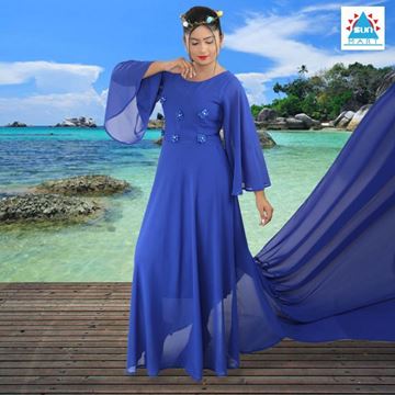 Bell sleeve hand with long tail preshoot dress