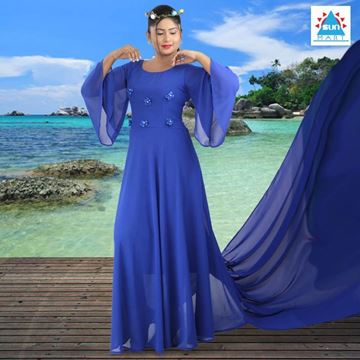 Bell sleeve hand with long tail preshoot dress