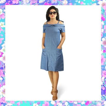 Picture of Off Shoulder Cute Denim Frock