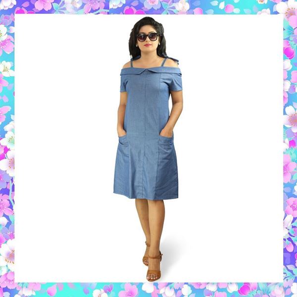 Picture of Off Shoulder Cute Denim Frock