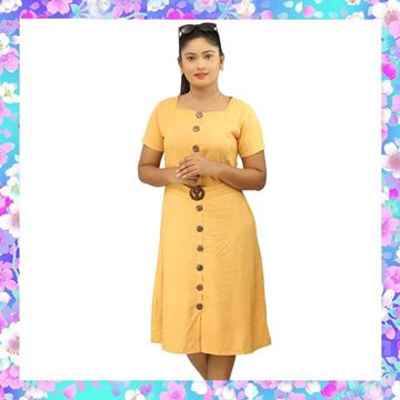 Picture of Linen short frock with buttons