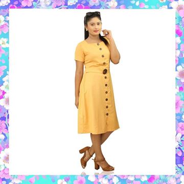 Picture of Linen short frock with buttons