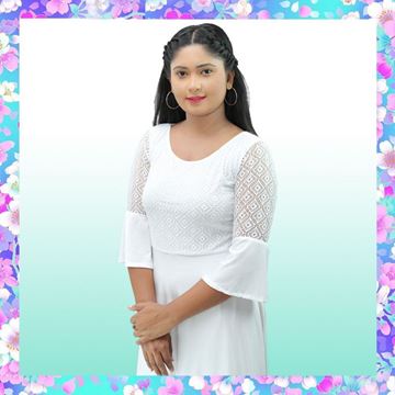 Picture of Bell Sleeve Short Frock with Lace