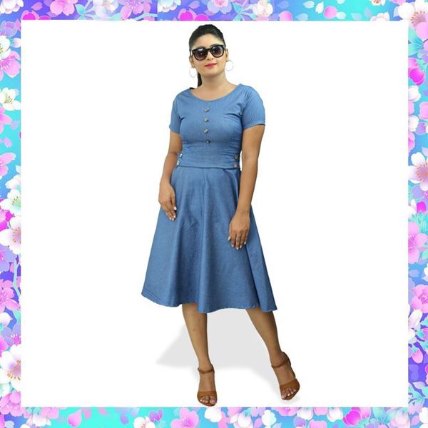 Picture of Chambray short frock with metal buttons