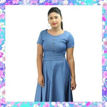 Picture of Chambray short frock with metal buttons