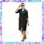Picture of Black color short  frock with metal button