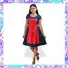 Picture of Red & Blue mixed two color linen frock