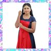 Picture of Red & Blue mixed two color linen frock