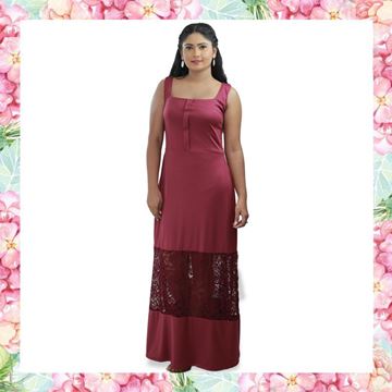 Picture of Lace & Stretch Material Square Neck Party Dress