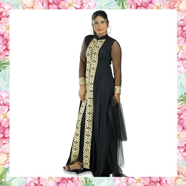 Picture of Gold Bordered Long Sleeve Lehenga Kit