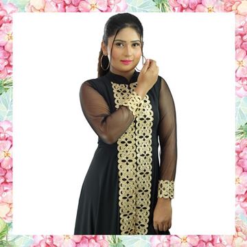 Picture of Gold Bordered Long Sleeve Lehenga Kit