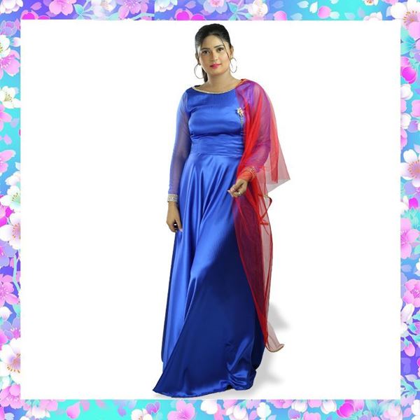 Picture of Boat Necked Crepe Silk Lehenga Kit with Shole