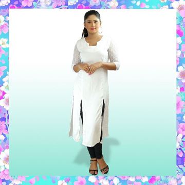 Picture of Neck designed princess line long top with lace sleeves