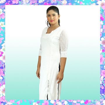 Picture of Neck designed princess line long top with lace sleeves