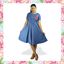 Picture of Chambray Short Frock with Embroidery Rose Flower