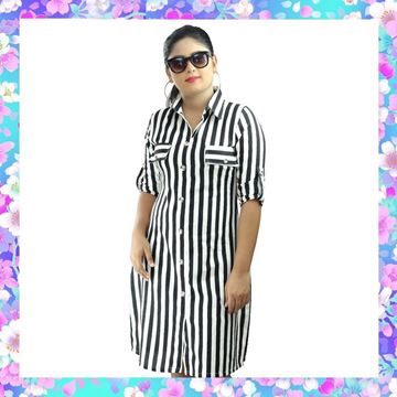 Picture of Stripe Designed Short Shirt Dress