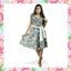 Picture of Printed Linen Short Sleeves Short Frock with Belt