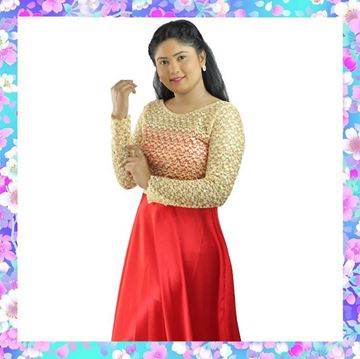 Picture of Long Sleeves Maxi Party Frock with Bow