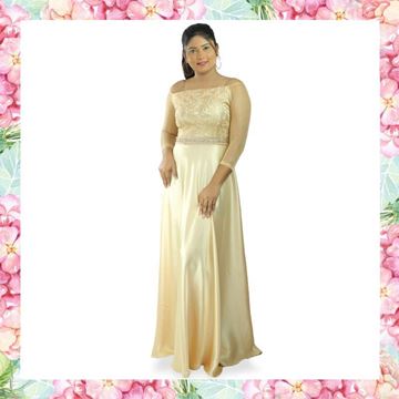 Picture of Off shoulder crepe silk maxi party dress