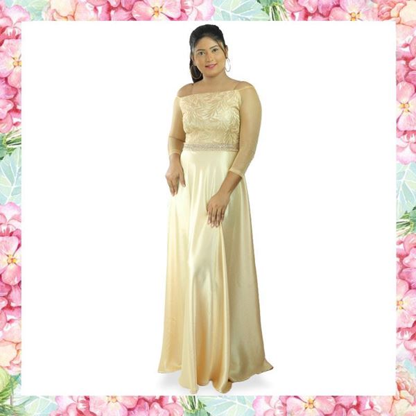 Picture of Off shoulder crepe silk maxi party dress