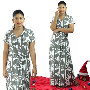 Picture of Collared Printed Linen A-line Maxi Dress