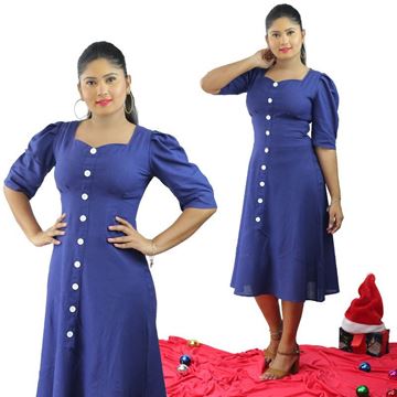 Picture of Sweet Heart necked Puff Sleeve Short Frock