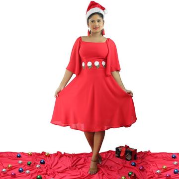 Picture of Off shoulder Georgette  Short Frock  with Bell Sleeves