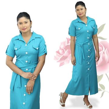 Picture of Button Embellished A-line Dress with Belt