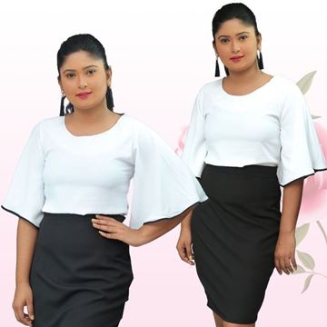 Picture of Round necked bell sleeves short blouse