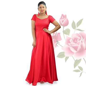 Picture of Off shoulder V-neck maxi dress with short sleeves