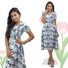 Picture of V-necked floral short frock with short sleeves
