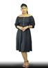 Picture of Off Shoulder long puff sleeves short frock with pleats