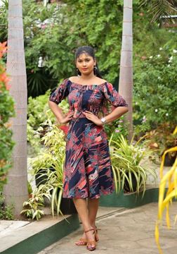 Picture of Off shoulder Printed Designed Short Dress