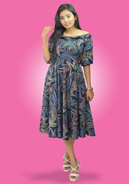 Picture of Off Shoulder Short Frock with Puff Sleeves